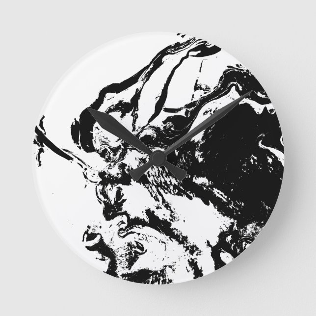 Svartvit Abstrakt Ansikte Incidental Art Rund Klocka (Framsida)