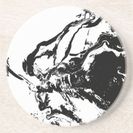 Svartvit Abstrakt Ansikte Incidental Art Underlägg