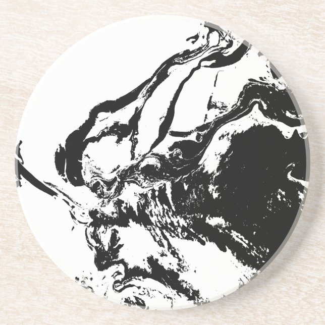 Svartvit Abstrakt Ansikte Incidental Art Underlägg (Framsidan)