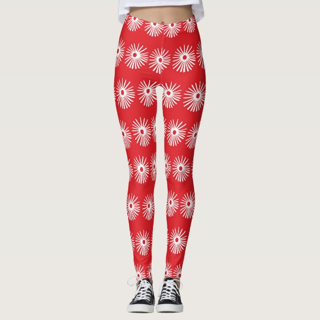 Svartvit, abstrakt blommigt struktur. leggings (Framsida)