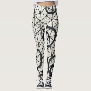 Svartvit Abstrakt cirklar Leggings