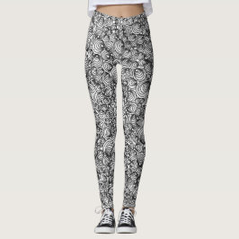Svartvit Abstrakt cirklar Leggings