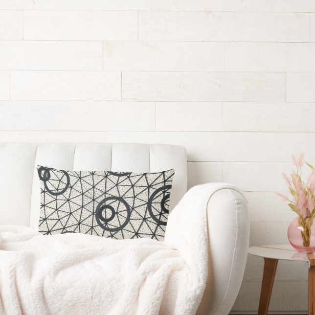 Svartvit Abstrakt cirklar Lumbarkudde (Soffa)