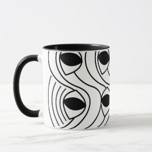 Svartvit Abstrakt Curvy Mugg