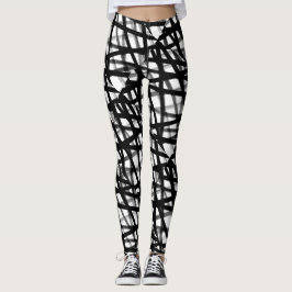 Svartvit abstrakt damasker leggings