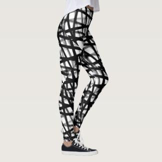 Svartvit abstrakt damasker leggings