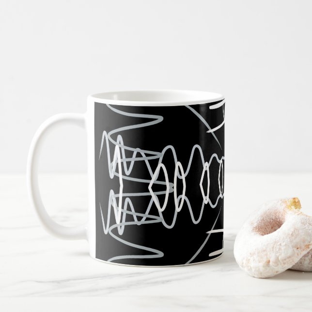 Svartvit abstrakt design kaffemugg (Med munk)
