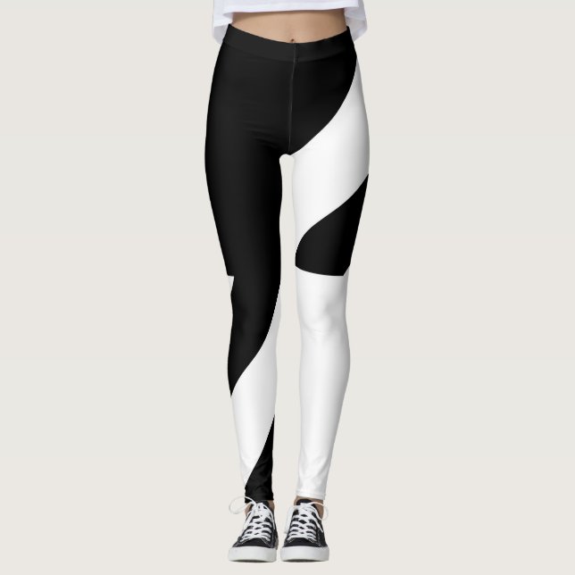 Svartvit abstrakt design leggings (Framsida)
