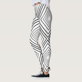 Svartvit Abstrakt, fyrkanter Leggings