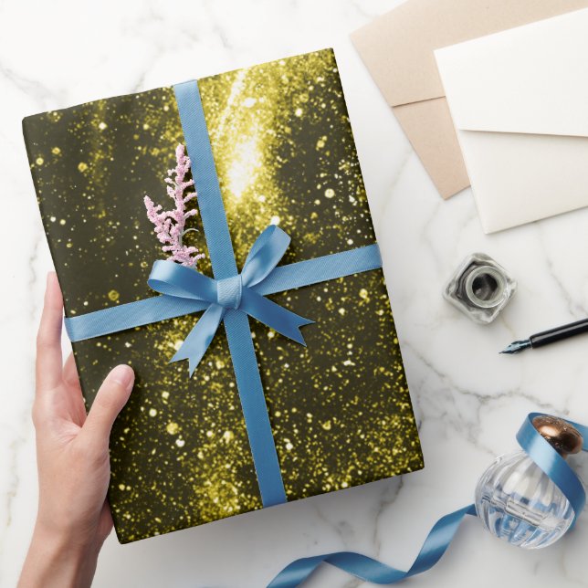 Svartvit abstrakt-galaxi för gult av mörk presentpapper (Gifting)