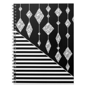 Svartvit, abstrakt, geometrisk, enkel, skanna anteckningsbok