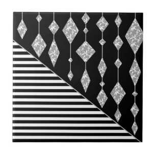 Svartvit, abstrakt, geometrisk, enkel, skanna kakelplatta