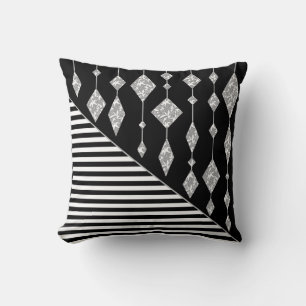 Svartvit, abstrakt, geometrisk, enkel, skanna kudde