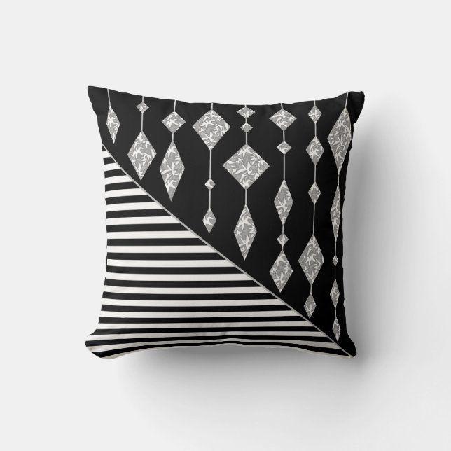 Svartvit, abstrakt, geometrisk, enkel, skanna kudde (Framsida)
