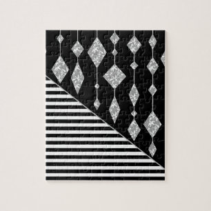 Svartvit, abstrakt, geometrisk, enkel, skanna pussel