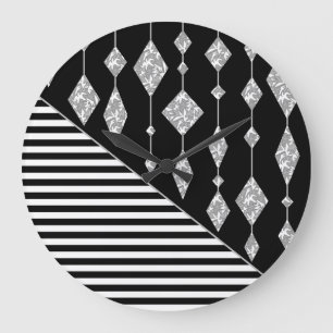 Svartvit, abstrakt, geometrisk, enkel, skanna stor klocka