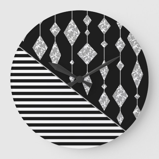 Svartvit, abstrakt, geometrisk, enkel, skanna stor klocka (Framsida)