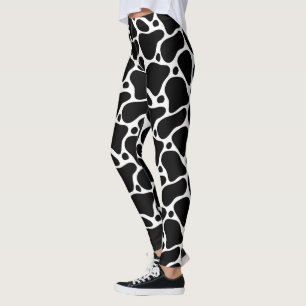Svartvit abstrakt giraffe mönster leggings