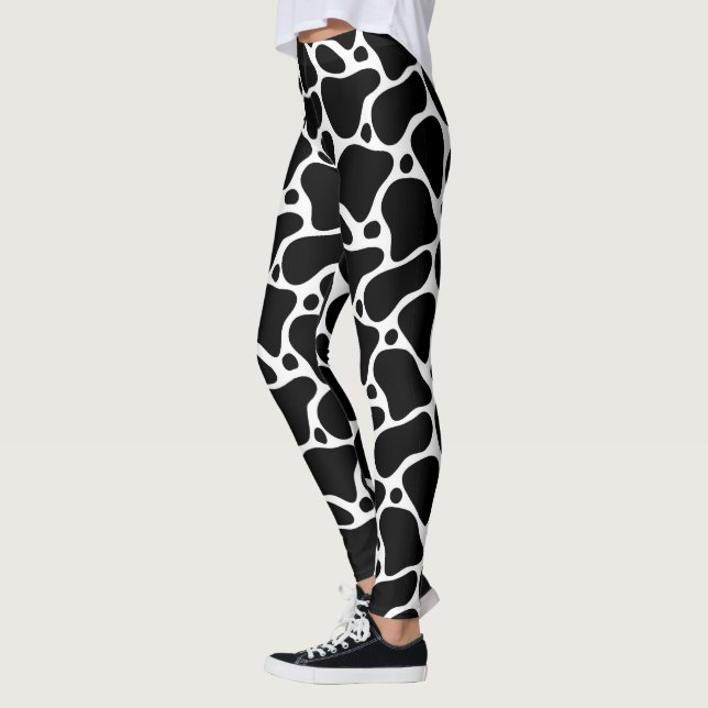 Svartvit abstrakt giraffe mönster leggings (Vänster)