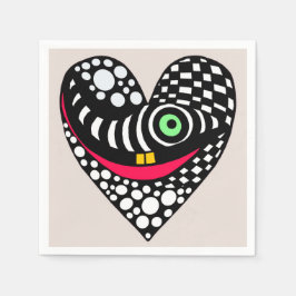 Svartvit abstrakt hjärta pappersservett
