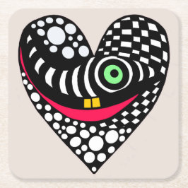Svartvit abstrakt hjärta underlägg papper kvadrat