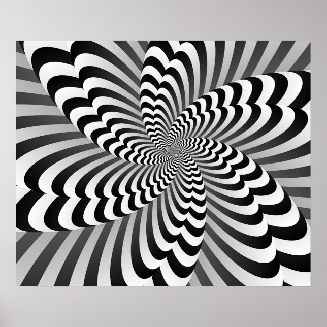 Svartvit Abstrakt Illusion Modern Art Poster (Framsidan)