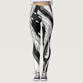 Svartvit abstrakt kickWaisted damasker Leggings