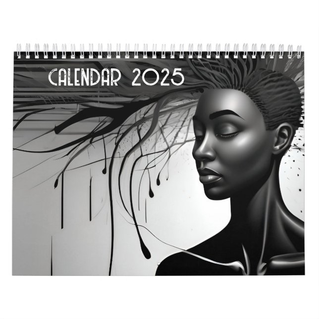 Svartvit abstrakt konst kalender (Omslag)