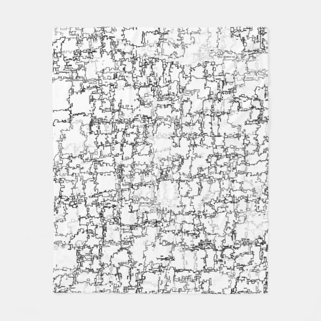 Svartvit Abstrakt, kurvformer Fleecefilt (Framsidan)