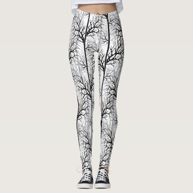 Svartvit abstrakt leggings (Framsida)