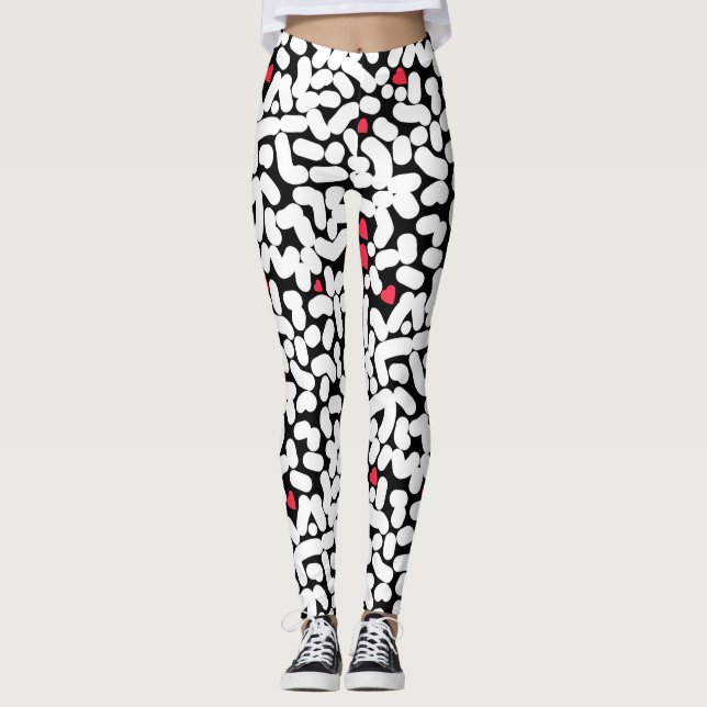 Svartvit abstrakt leggings (Framsida)