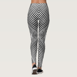 Svartvit Abstrakt Linjer Leggings