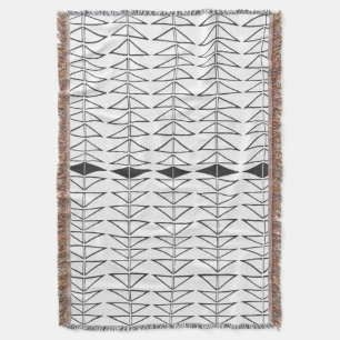 Svartvit Abstrakt Linjer Shapes Quirky Mönster Filt