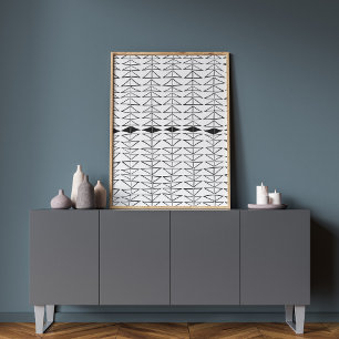 Svartvit Abstrakt Linjer Shapes Quirky Mönster Poster