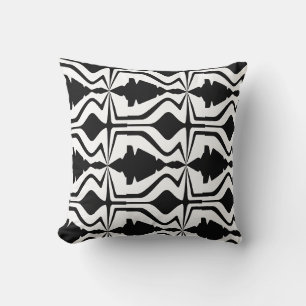 Svartvit Abstrakt Ljud Wave Design Large Tiles Kudde