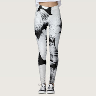 Svartvit, abstrakt målad arbetsyta. leggings