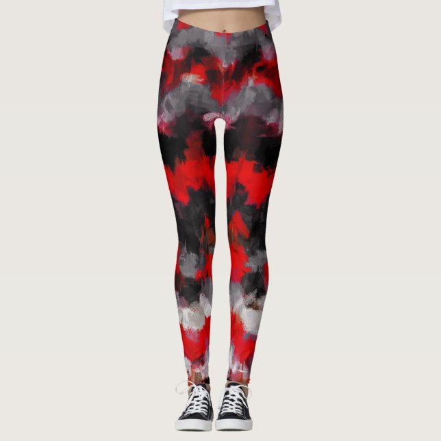 Svartvit Abstrakt, målning Leggings (Framsida)