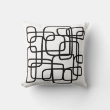 Svartvit Abstrakt med contemporary Line Art Cushio