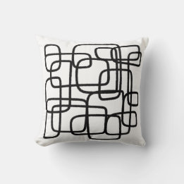 Svartvit Abstrakt med contemporary Line Art Cushio Kudde