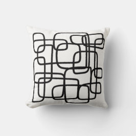 Svartvit Abstrakt med contemporary Line Art Cushio Kudde