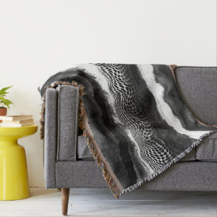 Svartvit Abstrakt Modern Illusion Art Filt