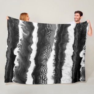 Svartvit Abstrakt Modern Illusion Art Fleecefilt