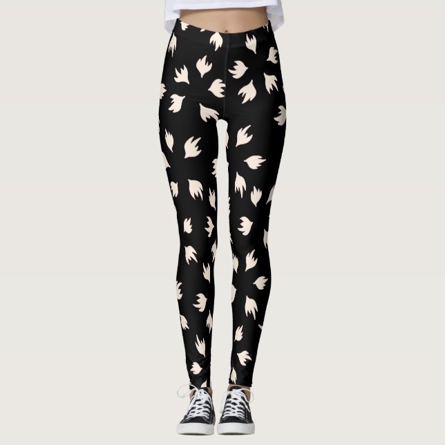 &svartvit abstrakt modern leggings (Framsida)