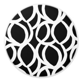 Svartvit Abstrakt Mönster keramisk dragning Knopp