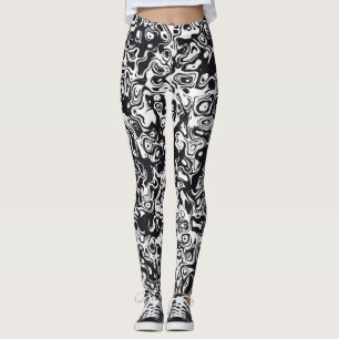 Svartvit abstrakt mönster leggings