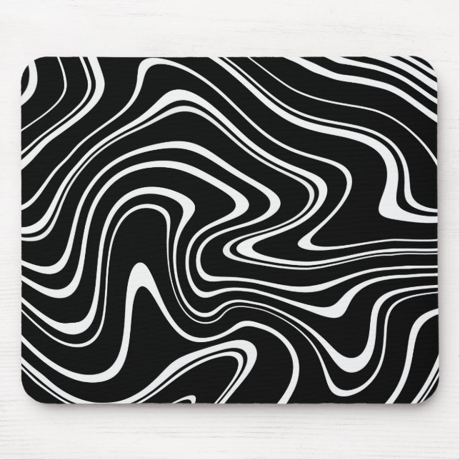 Svartvit Abstrakt Mönster Musmatta (Framsidan)