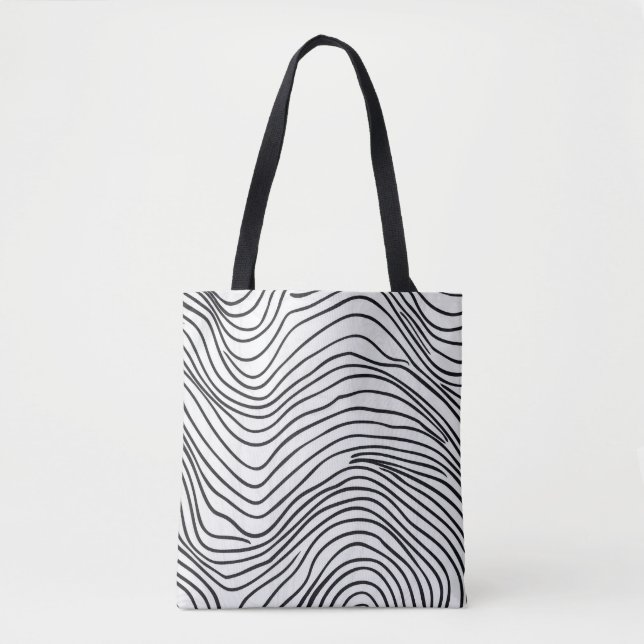 Svartvit Abstrakt Mönster Tote Bag Tygkasse (Framsida)