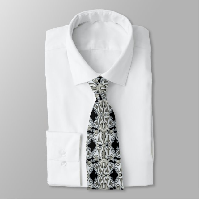 Svartvit Abstrakt Neck Tie Slips (Bunden)