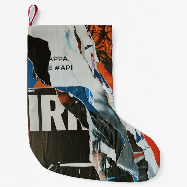 Svartvit abstrakt och orange liten julstrumpa (Framsidan)