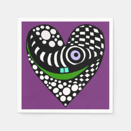 Svartvit abstrakt på lila pappersservett